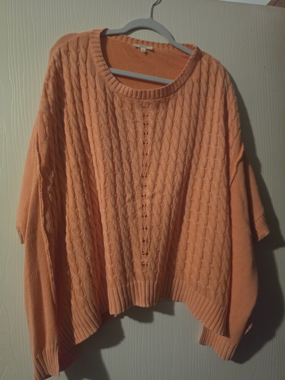 easel Peach Cable Knit Scoop Neck Sweater